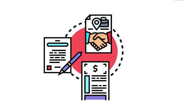 Business agreement icon accepting deal between parties. Symbolizing contract signing. Partnership. Negotiation. And legal document approval