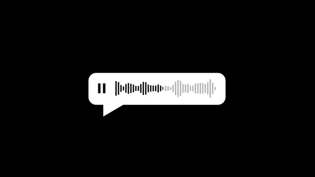 Voice message in a chat bubble icon animation isolated on black background
