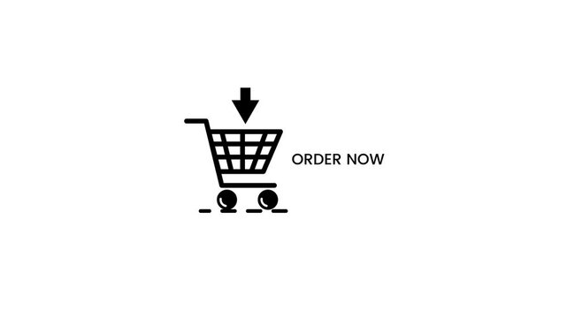 Online shopping concept with order now text animation isolated on white background