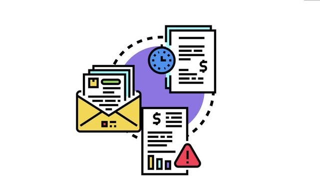 Agreement lapse clauses concept contract expiration, legal deadlines, financial risks, and important documentation through an open envelope, clock, and warning sign