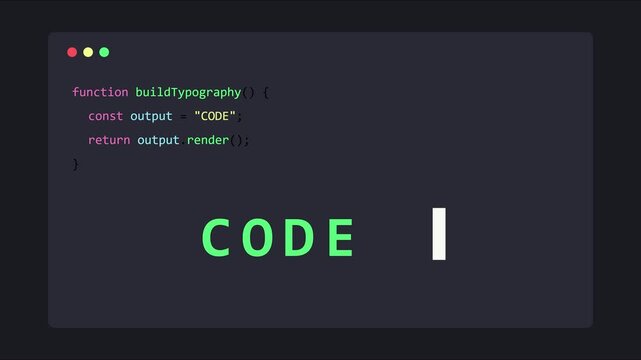 Programming code editor interface with typing text animation for software development and tech tutorials 4k