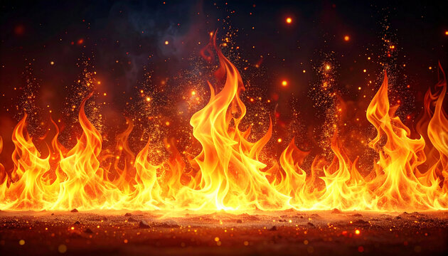 燃え上がる炎と火の粉のフォトリアルVFXエフェクト素材
Photorealistic fire and flying sparks VFX overlay effect