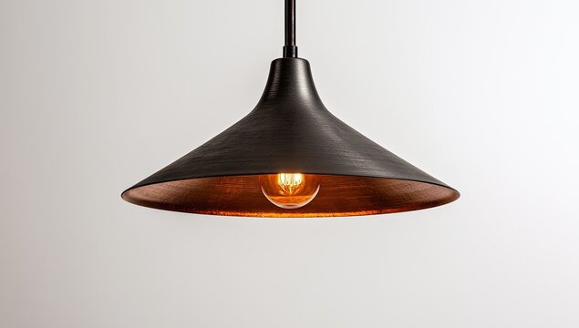 Modern Industrial Pendant Light Fixture with Warm Edison Bulb.