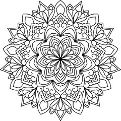 indian Black And White  mandala decoration Vector  Hand drawn © Naruedee
