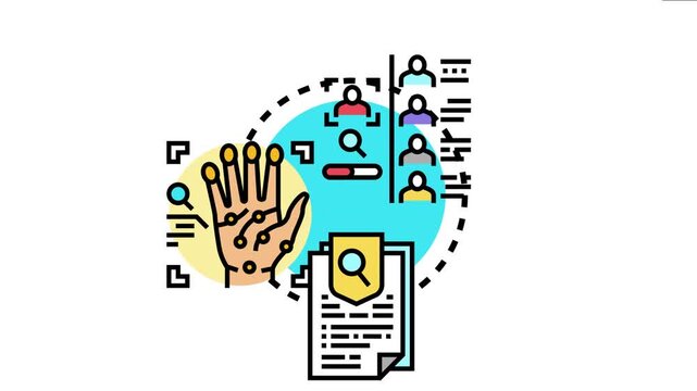 Digital hand scanning for identification, managing personal information privacy, and an agreement to process sensitive biometric user data, security and access control concepts