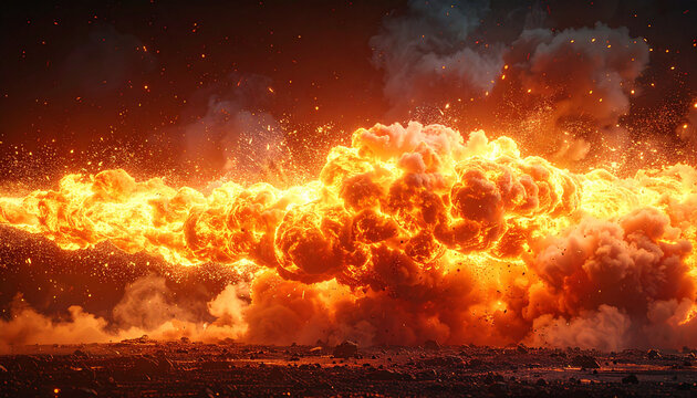 横方向へ広がる爆発のフォトリアルVFXエフェクト素材
Photorealistic horizontal explosion VFX overlay effect