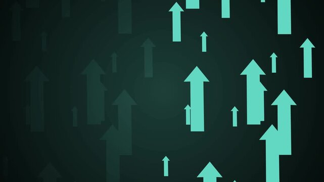 Arrows of varying sizes pointing upward gradient background animation