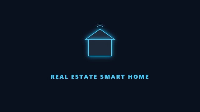 Real estate smart home technology animation: connected house with digital signal waves for modern property automation and io t concepts 4k