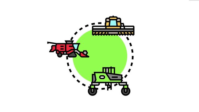 Agricultural yield contest concept bringing together modern farming machinery like a combine harvester and tractor for competition and showcasing advanced agricultural technology and innovation
