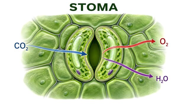 Plant Stoma Structure with Guard Cells and Stomatal Pore