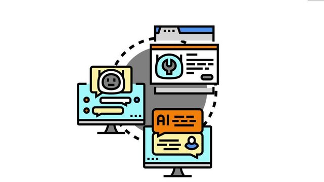 Ai chat assistants connect with users on computer screens, delivering automated customer service and technical support through digital communication and innovative technology platforms