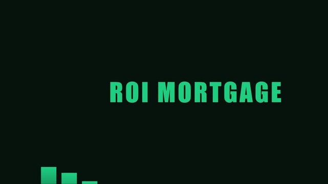Roi mortgage financial concept animation with green growth bar graph and text overlay 4k finance investment