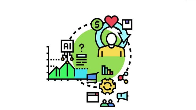 Artificial intelligence marketing automation orchestrating customer relationship management, optimizing data analysis, and driving business growth through engagement