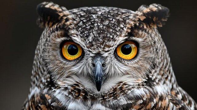 Large owl with closed eyes resting peacefully close-up