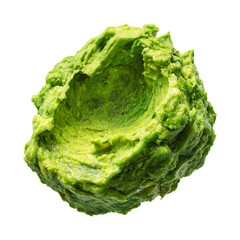 Obraz premium Creamy avocado paste Guacamole closeup isolated on white background with clipping path, concept freshness and natural food appeal