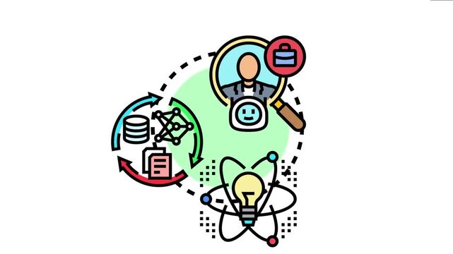 Ai model training process featuring concept involving data collection, algorithm development, and human computer interaction for effective artificial intelligence creation