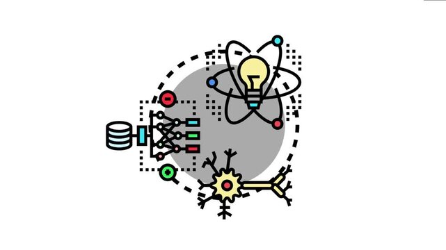 Artificial intelligence neural network training concept data input, processing, and output in machine learning and deep learning computations