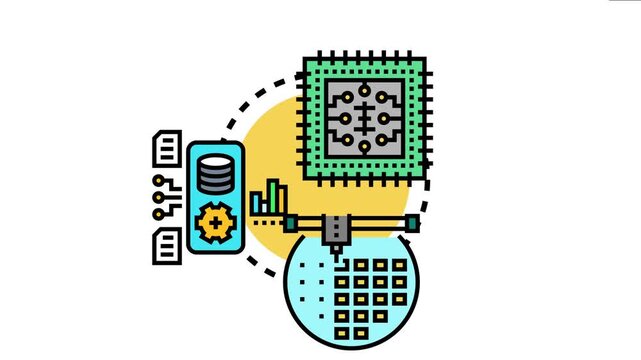 Artificial intelligence processor chip development process features a microchip architecture, data processing, and semiconductor manufacturing technology