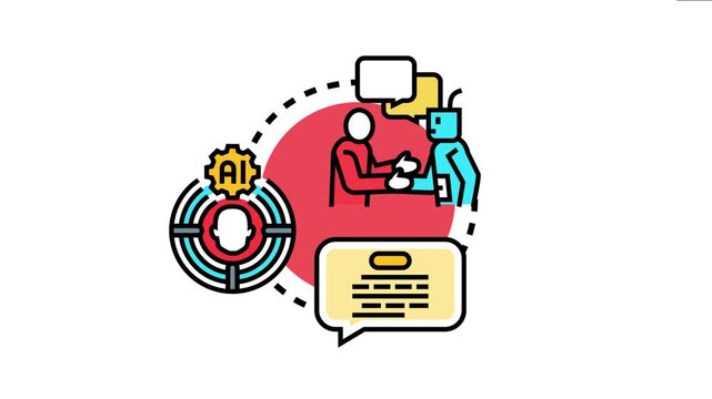 Artificial intelligence reasoning concept showing human and robot interaction, problem solving, and data analysis symbolizing advanced machine learning and innovation in automation