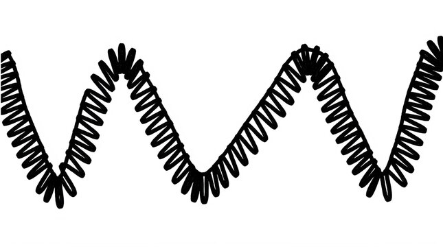 Black Line Art Wavy Pattern With Circular Nodes transparent background
