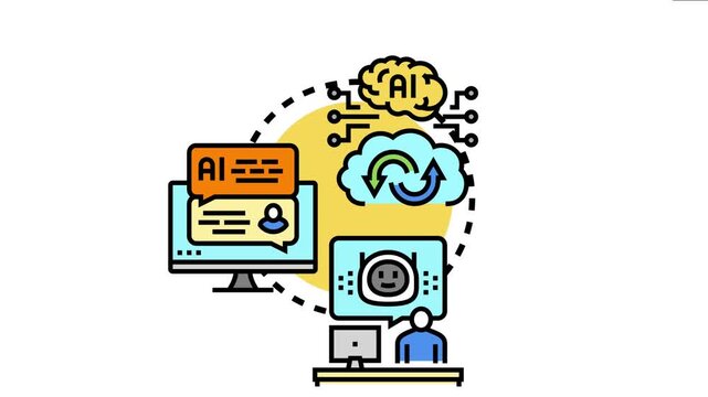 Ai trading bot automating financial market transactions, connecting intelligent algorithms in a cloud network to user interfaces for efficient and precise investment management