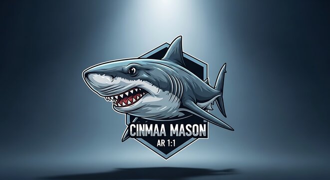 Stylized shark mascot emblem on dark background
