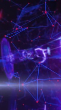 Animation of network of connections spinning over glowing satellite