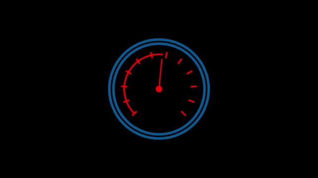 speed meter gauges rotating animation showing time progression in glowing blue and red design featuring clocks, rotation, motion