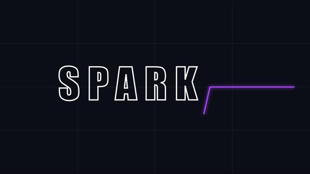 Spark minimalist typography motion with neon purple line accent for modern tech branding and digital innovation presentations animation 4k
