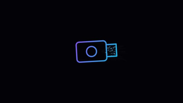camera icons transitioning with zoom and focus effects in looping animation featuring icon, video, motion with graphics