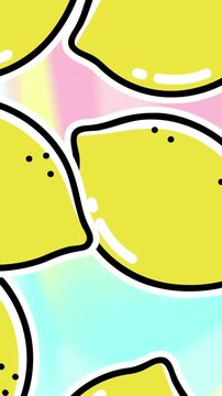 Animation of lemon repeated over colorful background