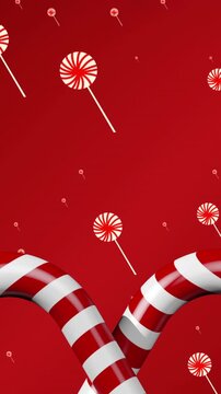 Animation of falling lollipops over candy canes