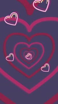 Animation of red hearts icons floating on blue background