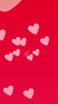 Animation of red heart icons on red background