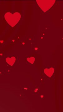 Animation of red hearts icons on red background