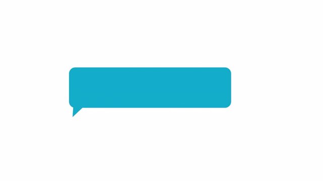 Pop Up Speech Bubble Animation, Blue Speech Bubble Reveal, Minimal Chat Message Bubble on White Background