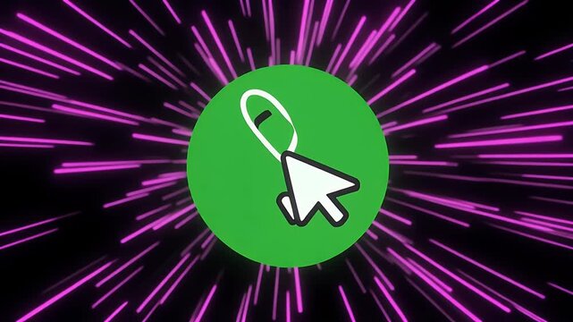 A mouse cursor hovers over a green circle with a white outline and a black sliver inside.