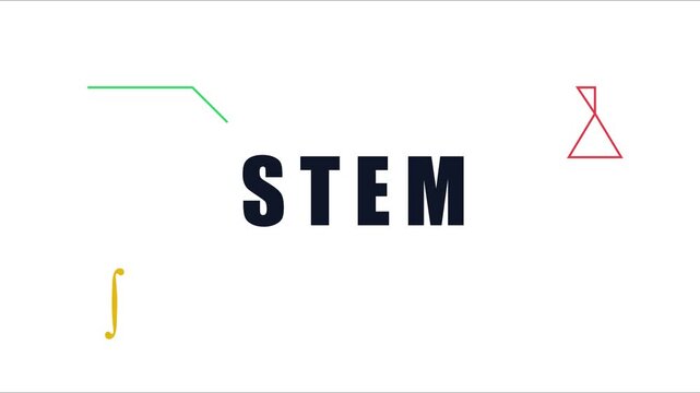 Stem education concept with animated mathematical symbols and science for academic learning and technology innovation presentations animation 4k