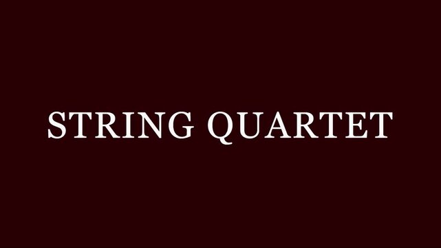String quartet title card for classical music concert or performance introduction animation 4k orchestra