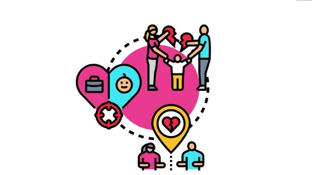 People aiming for mutual understanding and reconciliation in a family dispute, concepts of separation, mediation, and finding common ground for the child's well being and future