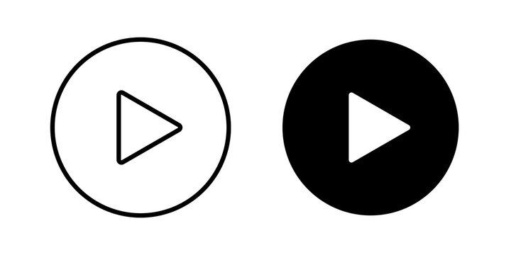 Media play button icon outline clipart series. EPS10