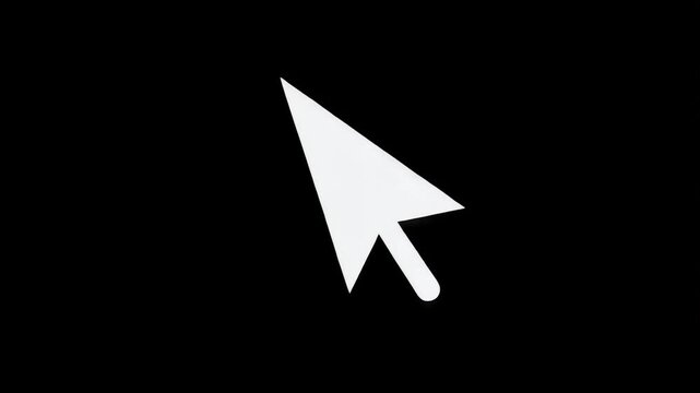 A white cursor arrow icon points diagonally upwards on a black background.