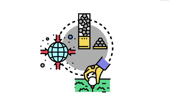 Aiming mark concept showing a hand placing a golf ball, a globe with inward arrows, and a cartridge, signifying precision, target setting, strategy, and achieving goals with accuracy