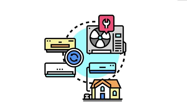 Air conditioner cleaning service concept art the maintenance, repair, and installation of hvac cooling systems for residential homes, ensuring fresh air and optimal temperature control
