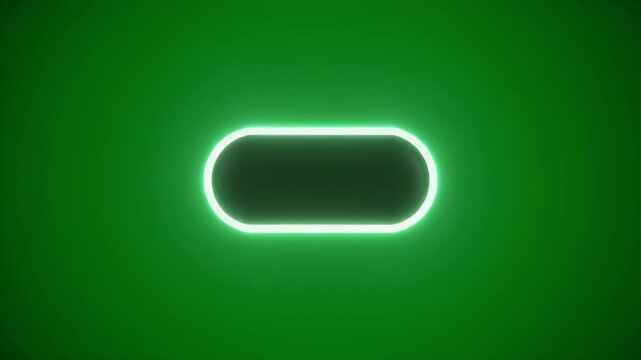 A luminous green oval shape glows against a dark green background.
