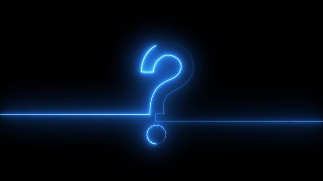 Neon glowing loop Question mark sign Question mark icon asking icon animation. 4k resolution. question mark icon animation. questions asking doubts confusing problems