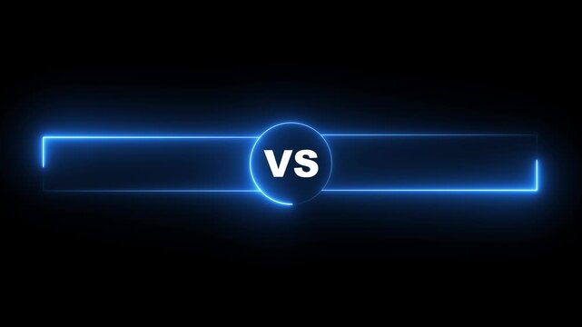 Glowing neon verses animation. Vs Versus Neon and Battle Animation, Symbolizes Competition or Contrast,  Against, bumper, design, fight, football, game, intro animated. 4k