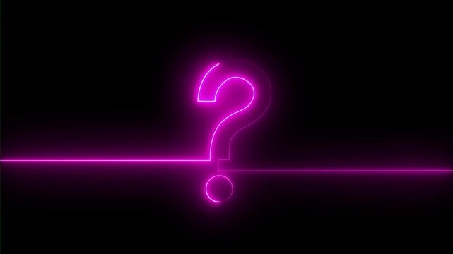 Neon glowing loop Question mark sign Question mark icon asking icon animation. 4k resolution. question mark icon animation. questions asking doubts confusing problems
