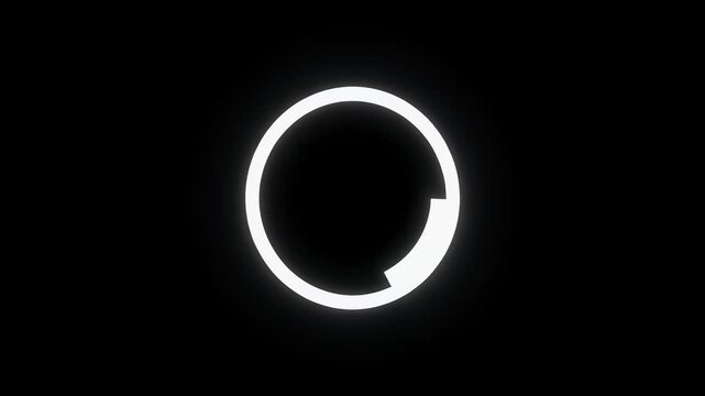 A minimalist white ring with a segment missing, set against a black background.