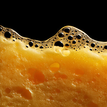 Smooth clarified butter drip isolated on black background with clipping path, concept of dairy food freshness